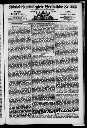 Königlich privilegirte Berlinische Zeitung von Staats- und gelehrten Sachen vom 24.12.1883