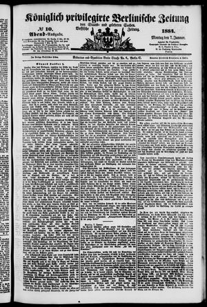 Königlich privilegirte Berlinische Zeitung von Staats- und gelehrten Sachen vom 07.01.1884