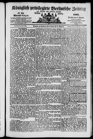 Königlich privilegirte Berlinische Zeitung von Staats- und gelehrten Sachen on Jan 8, 1884