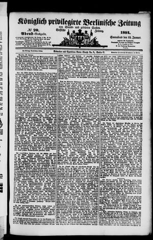 Königlich privilegirte Berlinische Zeitung von Staats- und gelehrten Sachen vom 12.01.1884