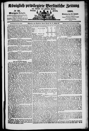 Königlich privilegirte Berlinische Zeitung von Staats- und gelehrten Sachen on Jan 13, 1884