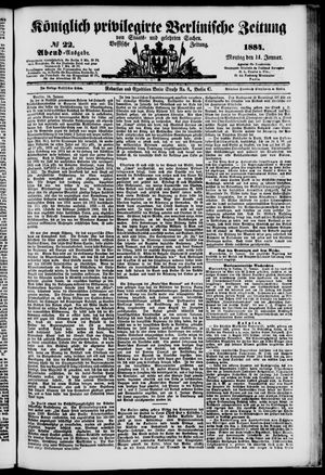 Königlich privilegirte Berlinische Zeitung von Staats- und gelehrten Sachen vom 14.01.1884