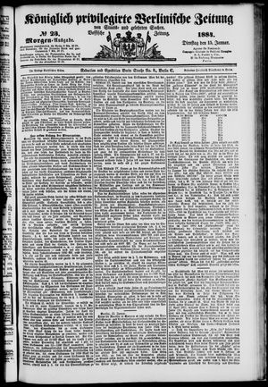 Königlich privilegirte Berlinische Zeitung von Staats- und gelehrten Sachen on Jan 15, 1884