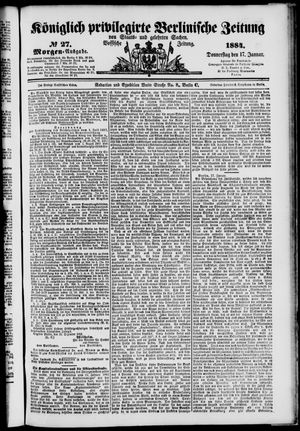 Königlich privilegirte Berlinische Zeitung von Staats- und gelehrten Sachen vom 17.01.1884
