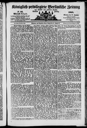 Königlich privilegirte Berlinische Zeitung von Staats- und gelehrten Sachen on Jan 21, 1884
