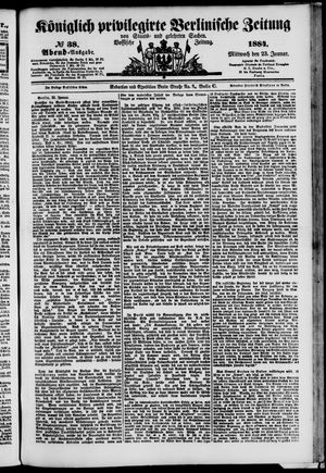Königlich privilegirte Berlinische Zeitung von Staats- und gelehrten Sachen vom 23.01.1884