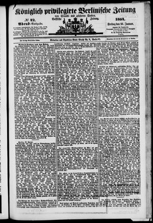 Königlich privilegirte Berlinische Zeitung von Staats- und gelehrten Sachen vom 25.01.1884