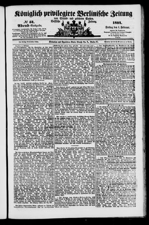 Königlich privilegirte Berlinische Zeitung von Staats- und gelehrten Sachen on Feb 1, 1884