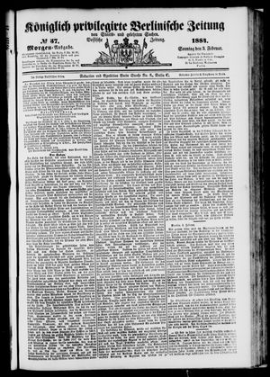 Königlich privilegirte Berlinische Zeitung von Staats- und gelehrten Sachen vom 03.02.1884