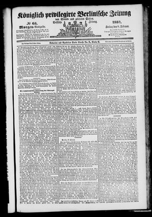 Königlich privilegirte Berlinische Zeitung von Staats- und gelehrten Sachen vom 08.02.1884
