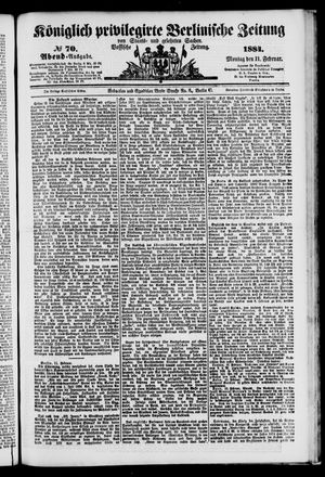 Königlich privilegirte Berlinische Zeitung von Staats- und gelehrten Sachen on Feb 11, 1884