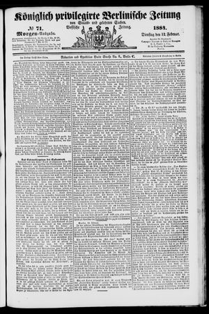 Königlich privilegirte Berlinische Zeitung von Staats- und gelehrten Sachen on Feb 12, 1884