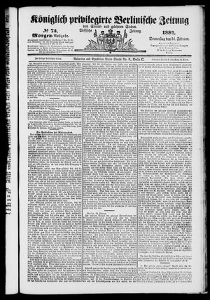 Königlich privilegirte Berlinische Zeitung von Staats- und gelehrten Sachen vom 14.02.1884