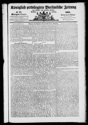 Königlich privilegirte Berlinische Zeitung von Staats- und gelehrten Sachen vom 15.02.1884