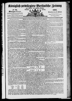 Königlich privilegirte Berlinische Zeitung von Staats- und gelehrten Sachen on Feb 16, 1884