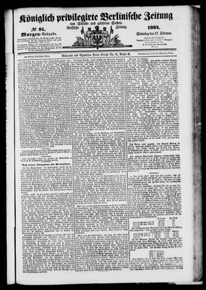 Königlich privilegirte Berlinische Zeitung von Staats- und gelehrten Sachen vom 17.02.1884