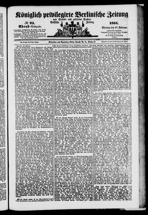 Königlich privilegirte Berlinische Zeitung von Staats- und gelehrten Sachen vom 18.02.1884