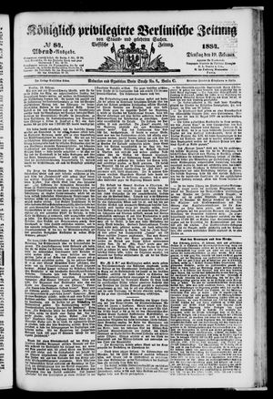 Königlich privilegirte Berlinische Zeitung von Staats- und gelehrten Sachen on Feb 19, 1884