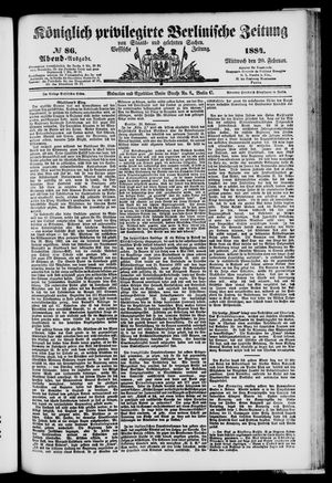 Königlich privilegirte Berlinische Zeitung von Staats- und gelehrten Sachen vom 20.02.1884