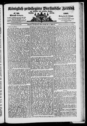 Königlich privilegirte Berlinische Zeitung von Staats- und gelehrten Sachen on Feb 22, 1884