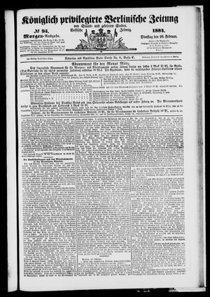 Königlich privilegirte Berlinische Zeitung von Staats- und gelehrten Sachen on Feb 26, 1884