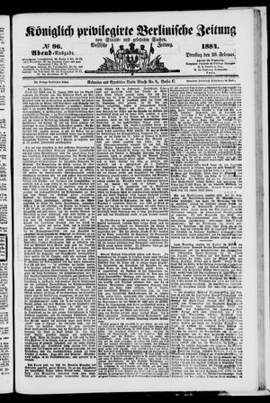 Königlich privilegirte Berlinische Zeitung von Staats- und gelehrten Sachen on Feb 26, 1884
