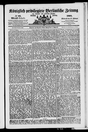 Königlich privilegirte Berlinische Zeitung von Staats- und gelehrten Sachen vom 27.02.1884