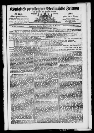 Königlich privilegirte Berlinische Zeitung von Staats- und gelehrten Sachen on Feb 29, 1884