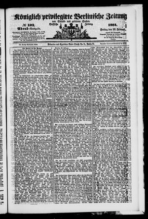 Königlich privilegirte Berlinische Zeitung von Staats- und gelehrten Sachen on Feb 29, 1884