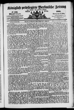 Königlich privilegirte Berlinische Zeitung von Staats- und gelehrten Sachen vom 17.03.1884