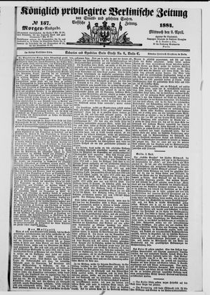 Königlich privilegirte Berlinische Zeitung von Staats- und gelehrten Sachen vom 02.04.1884