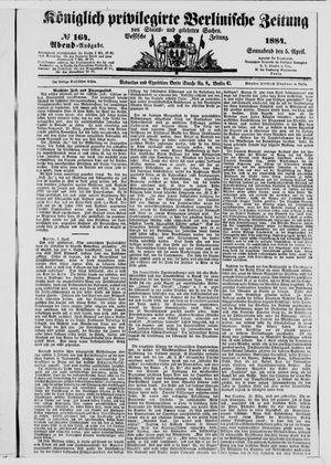 Königlich privilegirte Berlinische Zeitung von Staats- und gelehrten Sachen on Apr 5, 1884