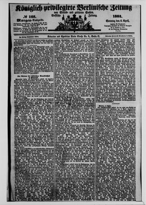 Königlich privilegirte Berlinische Zeitung von Staats- und gelehrten Sachen on Apr 6, 1884