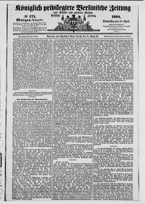 Königlich privilegirte Berlinische Zeitung von Staats- und gelehrten Sachen vom 10.04.1884