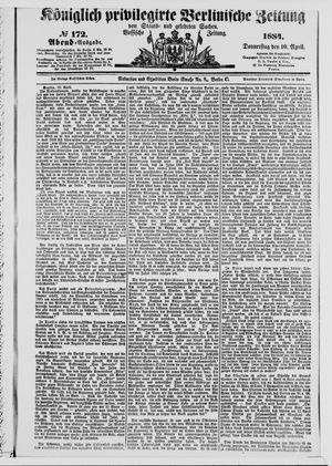 Königlich privilegirte Berlinische Zeitung von Staats- und gelehrten Sachen on Apr 10, 1884