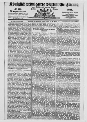 Königlich privilegirte Berlinische Zeitung von Staats- und gelehrten Sachen vom 17.04.1884