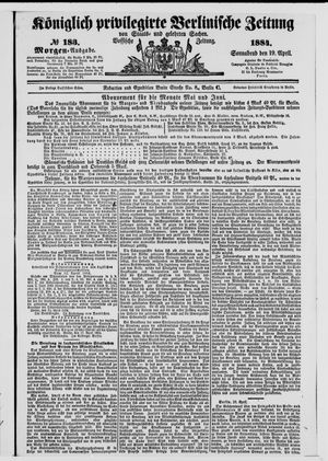 Königlich privilegirte Berlinische Zeitung von Staats- und gelehrten Sachen vom 19.04.1884