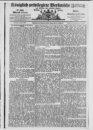 Königlich privilegirte Berlinische Zeitung von Staats- und gelehrten Sachen vom 19.04.1884