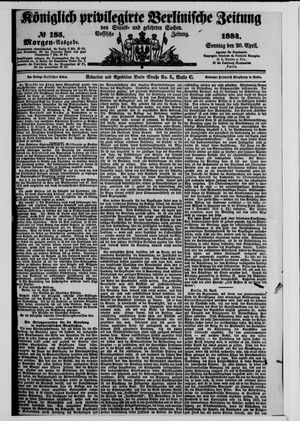 Königlich privilegirte Berlinische Zeitung von Staats- und gelehrten Sachen vom 20.04.1884
