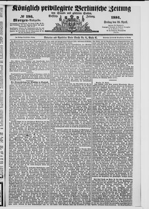 Königlich privilegirte Berlinische Zeitung von Staats- und gelehrten Sachen on Apr 25, 1884