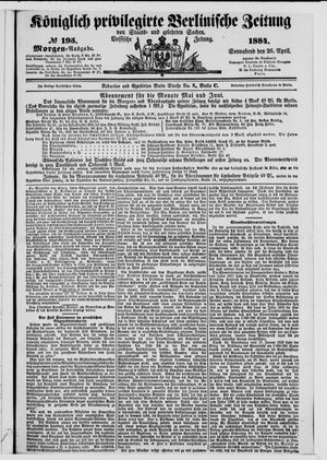 Königlich privilegirte Berlinische Zeitung von Staats- und gelehrten Sachen vom 26.04.1884