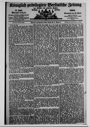 Königlich privilegirte Berlinische Zeitung von Staats- und gelehrten Sachen vom 26.04.1884
