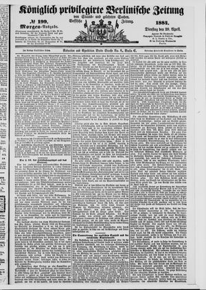 Königlich privilegirte Berlinische Zeitung von Staats- und gelehrten Sachen vom 29.04.1884