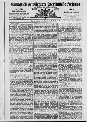 Königlich privilegirte Berlinische Zeitung von Staats- und gelehrten Sachen vom 29.04.1884
