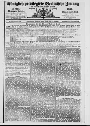 Königlich privilegirte Berlinische Zeitung von Staats- und gelehrten Sachen vom 30.04.1884