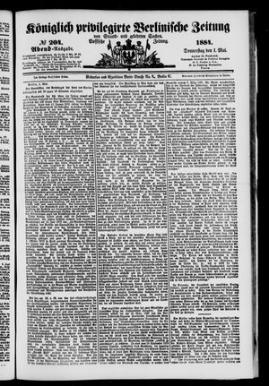 Königlich privilegirte Berlinische Zeitung von Staats- und gelehrten Sachen vom 01.05.1884