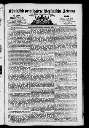 Königlich privilegirte Berlinische Zeitung von Staats- und gelehrten Sachen vom 05.05.1884