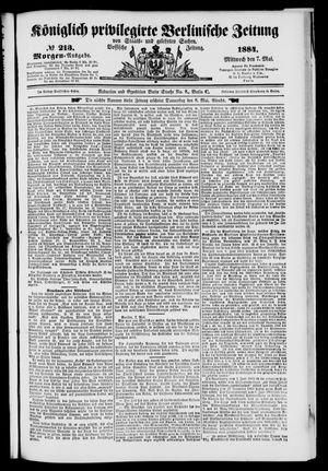 Königlich privilegirte Berlinische Zeitung von Staats- und gelehrten Sachen on May 7, 1884