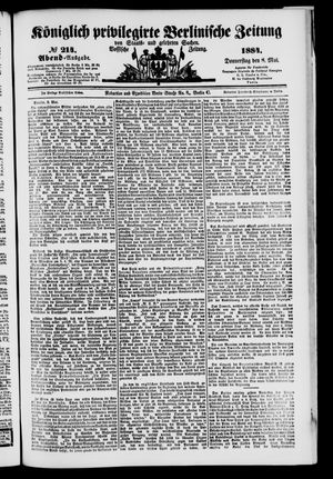 Königlich privilegirte Berlinische Zeitung von Staats- und gelehrten Sachen on May 8, 1884