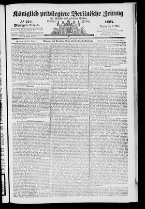 Königlich privilegirte Berlinische Zeitung von Staats- und gelehrten Sachen on May 9, 1884